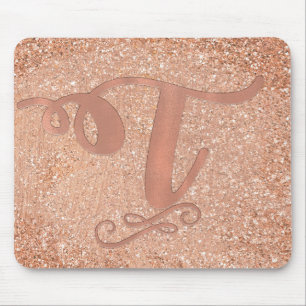 Rosa Roségold Glamour Anfangsname Buchstabe T Maßg Mousepad