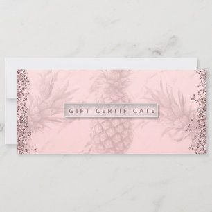 Rosa Roségold Glitter-Ananas-Geschenkgutschein