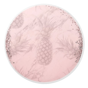 Rosa Roségold Glitter-Ananas Tropisch Chic Keramikknauf