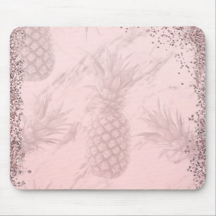 Rosa Roségold Glitter-Ananas Tropischer Chic Mousepad