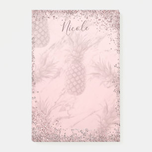 Rosa Roségold Glitter-Ananas Tropischer Chic Post-it Klebezettel