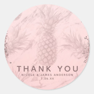 Rosa Roségold Glitter-Ananas Tropisches Geschenkte Runder Aufkleber