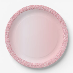 Rosa Roségold Glitter Blank Trendige Vorlage Pappteller