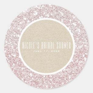 Rosa Roségold Glitter Kraft Elegantes Hochzeitsges Runder Aufkleber