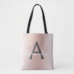 Rosa Roségold Metallische Elegante Monogramm-Tasch Tasche