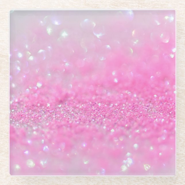 Rosa Rosegold Schein-Baby-Mädchen-Glitzer Glasuntersetzer (Vorderseite)