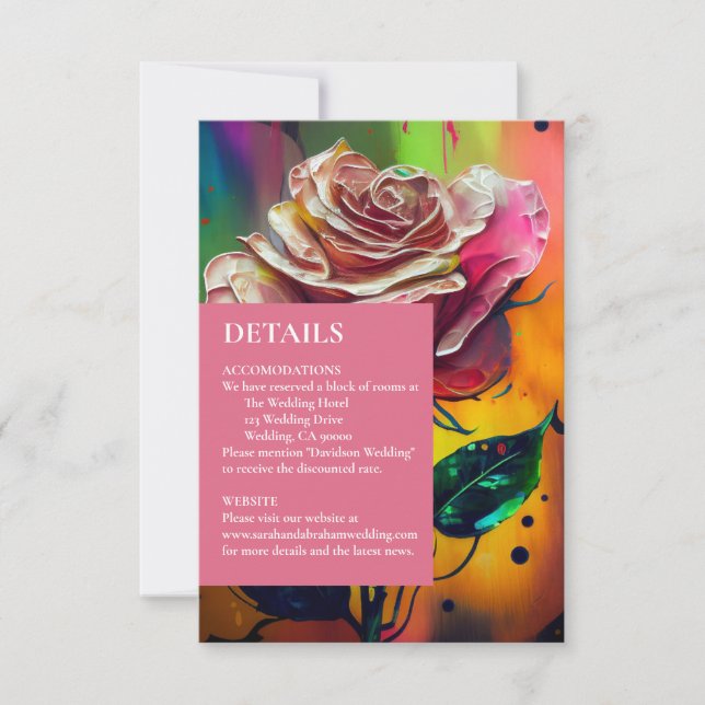 Rosa Rosen Abstrakt moderne UAWG-Karte RSVP Karte (Vorderseite)