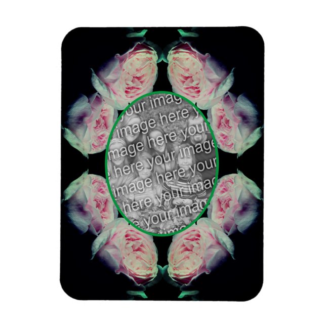 Rosa Rosen Abstrakter Rahmen hinzufügen Ihr Foto Magnet (Vertikal)