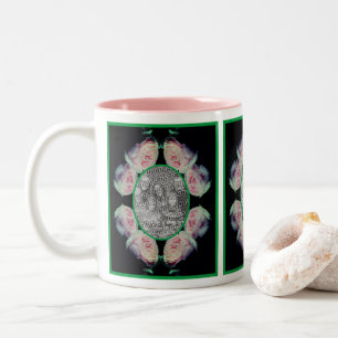 Rosa Rosen Abstrakter Rahmen hinzufügen Ihr Foto Zweifarbige Tasse