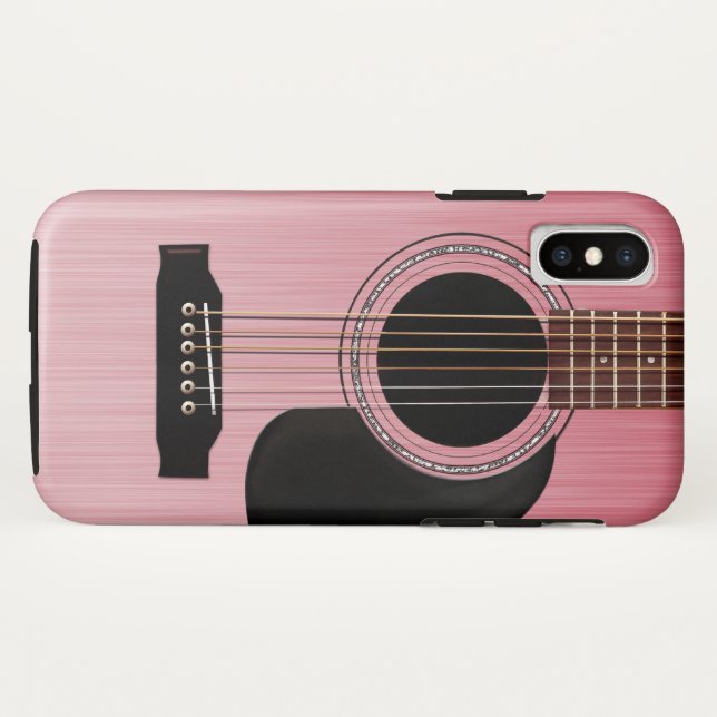 Rosa Rosen-Akustikgitarre Case-Mate iPhone Hülle (Rückseite (Horizontal))