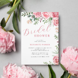 Rosa Rosen Aquarellfarben Brautparty Einladung