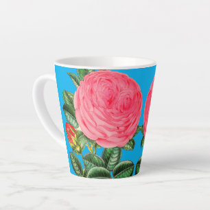 Rosa Rosen auf Aquablau  Milchtasse