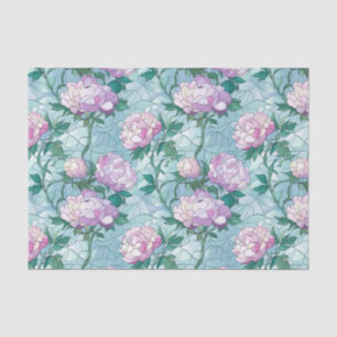 Rosa Rosen auf blauem Hintergrund Festhalteeffekt Seidenpapier
