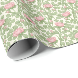 Rosa Rosen auf Creme Geschenkpapier