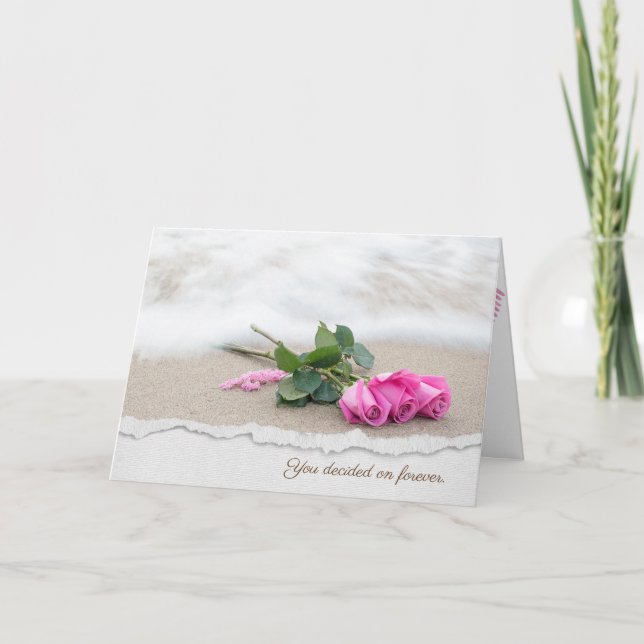 Rosa Rosen auf dem Strand Sand mit abgerundeten Ra Karte (Vorderseite)