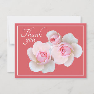 Rosa Rosen auf rosa Hintergrund Dankeschön Postkarte