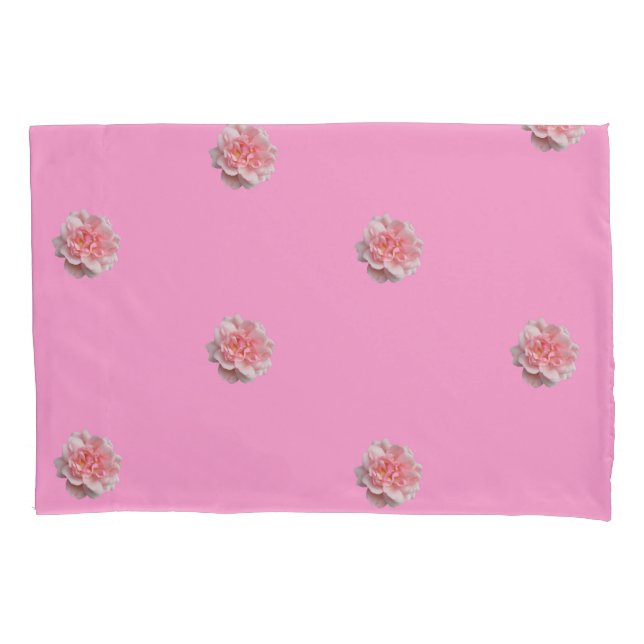 Rosa Rosen auf rosa Reversible Kissenbezug (Vorderseite)