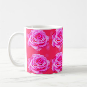 Rosa Rosen auf Sparkle Pink Bokeh, Kaffeetasse