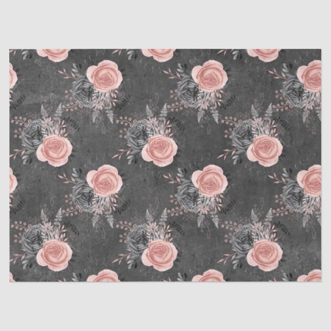 Rosa Rosen aus Holzkohle Seidenpapier (Vorderseite)