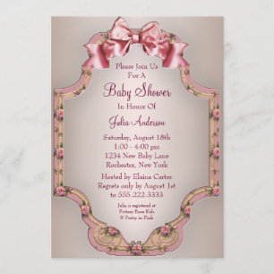 Rosa Rosen Baby Girl Babyparty-Einladungen Einladung