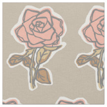 Rosa Rosen-Blockdruck-Taupe-Kleiderstoff