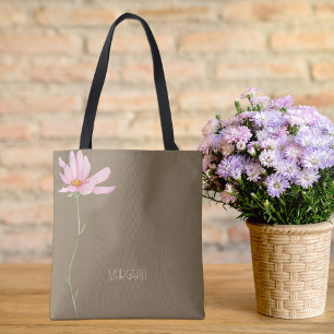 Rosa Rosen Blumen Braunes Beige Stylisch Chic Tasche