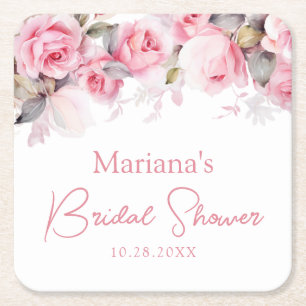 Rosa Rosen Blumen Rechteckiger Pappuntersetzer