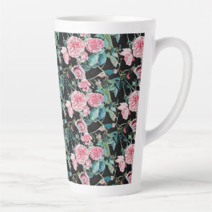 Rosa Rosen Blumen Vintage-Kohlblütenmuster Milchtasse
