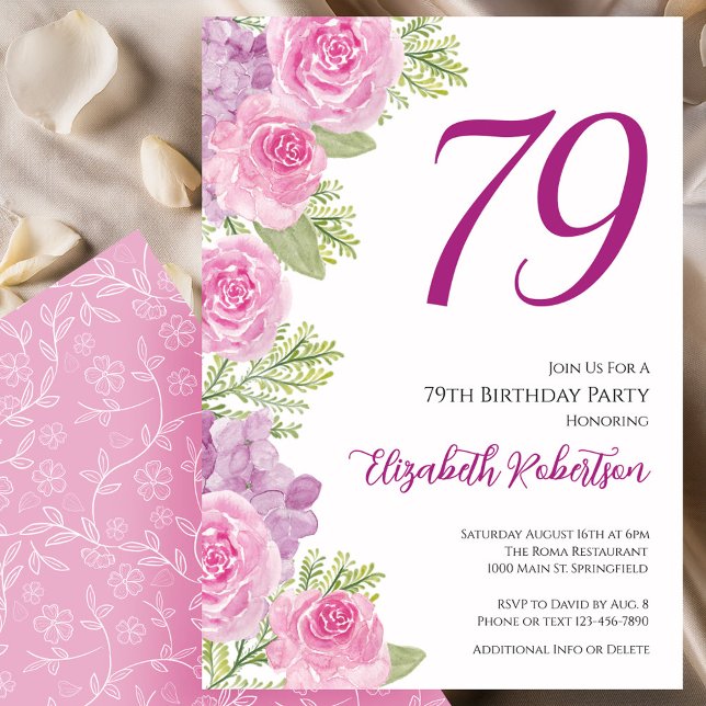 Rosa Rosen Blumen Vorlage 79. Geburtstag (Von Creator hochgeladen)