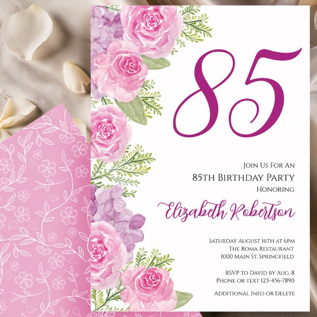 Rosa Rosen Blumen Vorlage 85. Geburtstag (Von Creator hochgeladen)