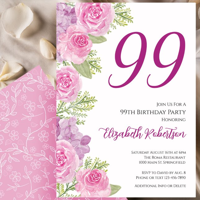 Rosa Rosen Blumen Vorlage 99. Geburtstag (Von Creator hochgeladen)
