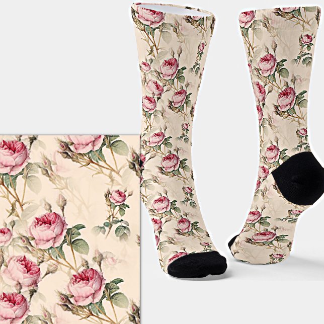Rosa Rosen Blumenblüten Blume auf Rosa Socken (Von Creator hochgeladen)