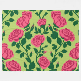 Rosa Rosen-Blumenmuster Fleecedecke