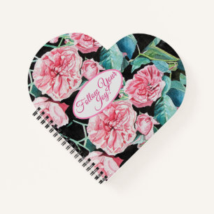 Rosa Rosen Blumenmuster Folge Deiner Freude Nicht Notizbuch