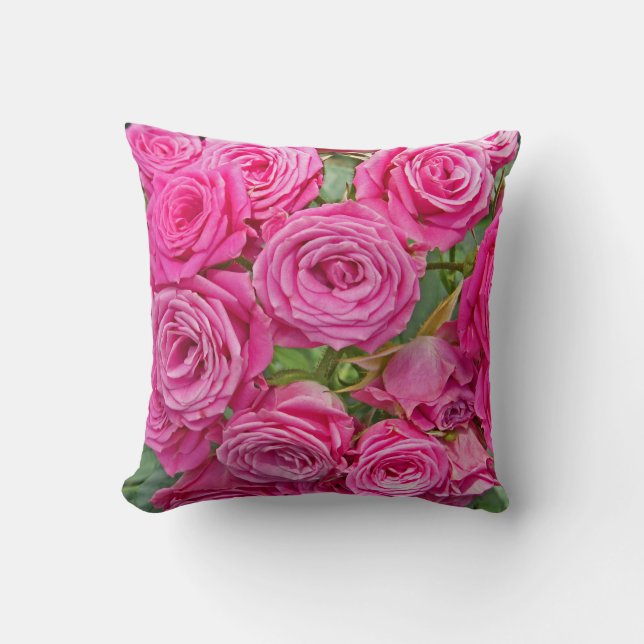 Rosa Rosen-Blumenstraußthrow-Kissen Kissen (Vorderseite)