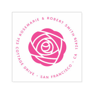 Rosa Rosen-Blüten-Blumen-Rücksendeadresse mit Permastempel