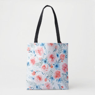 Rosa Rosen Blüten Wasserfarben Blumenmuster Tasche