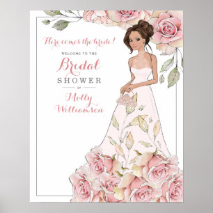 Rosa Rosen Braut Brautparty Willkommensposter Poster