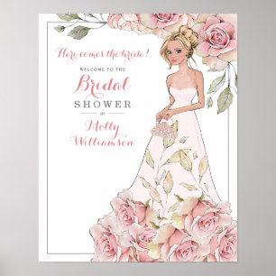 Rosa Rosen Braut Junggesellinnenabschied Begrüßung Poster