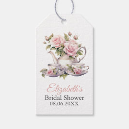 Rosa Rosen Brautparty Teezeremonie Markierung Geschenkanhänger
