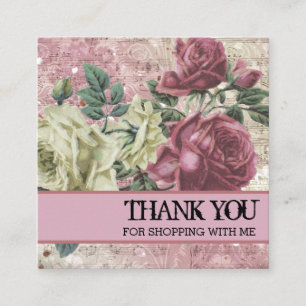 Rosa Rosen Danke-Logo Quadratische Visitenkarte