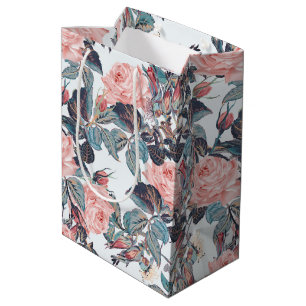 Rosa Rosen-Design Mittlere Geschenktüte