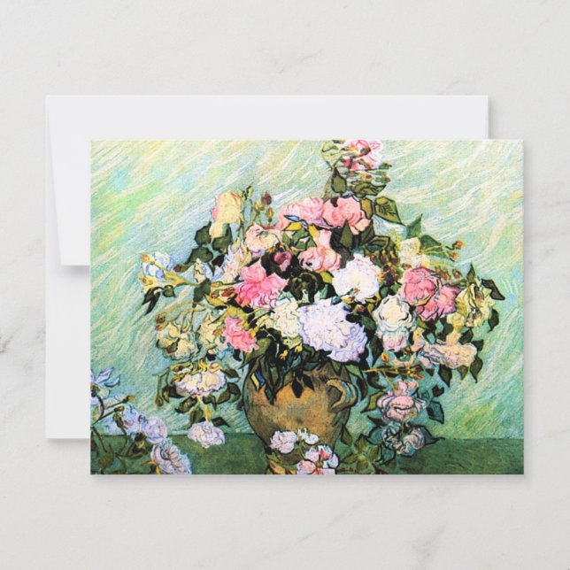 Rosa Rosen-Einladungen Van Gogh Einladung (Vorderseite)