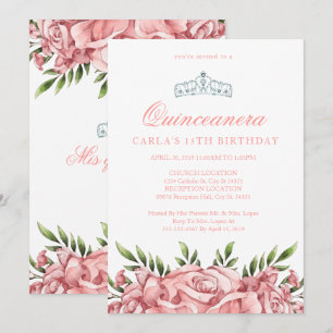 Rosa Rosen Einladungen von Quinceanera