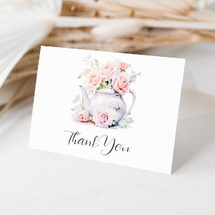 Rosa Rosen Elegante Babyparty Dankeskarte