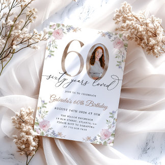 Rosa Rosen Eleganter 60. Geburtstag Einladung