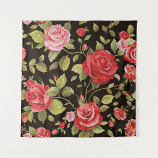 Rosa Rosen: elegantes Blumenmuster. Wandteppich