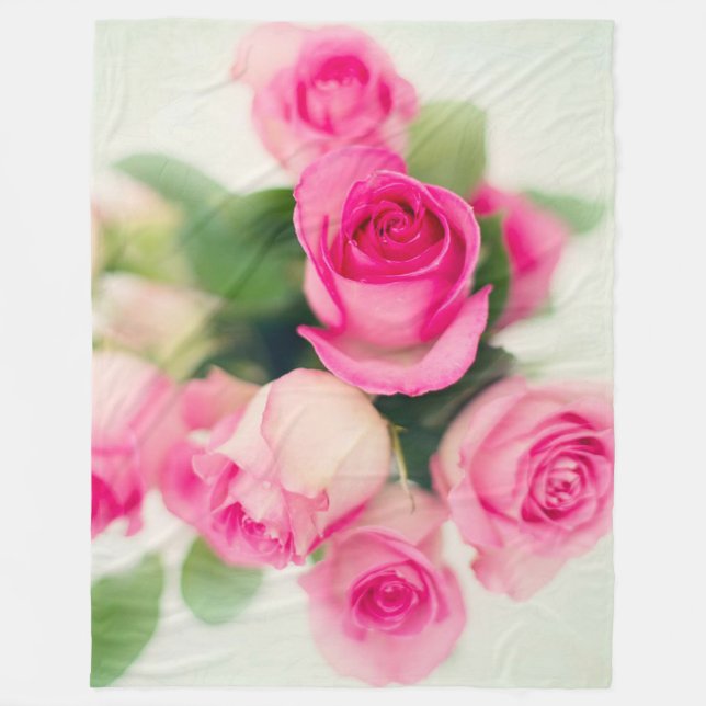 Rosa Rosen Fleecedecke (Vorderseite)
