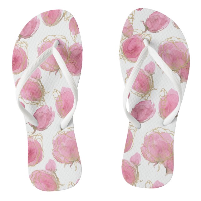 Rosa Rosen Flip Flops (Fußbett)