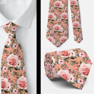 Rosa Rosen Florale Blumen Krawatte